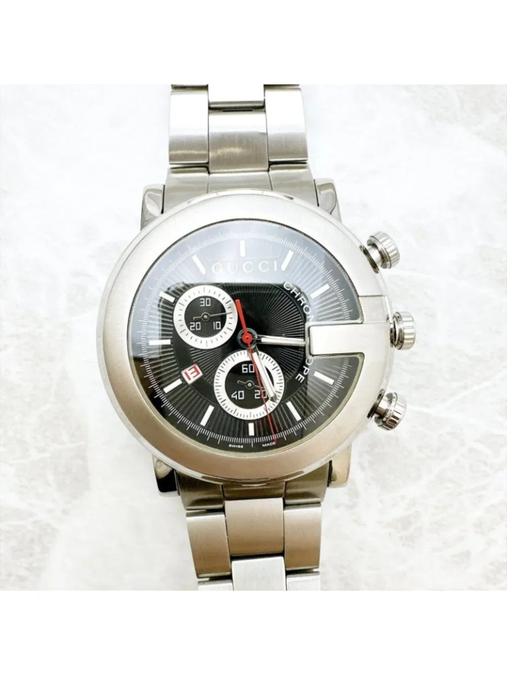 Gucci Chrono Watch Quartz Stainless Steel with Booklet